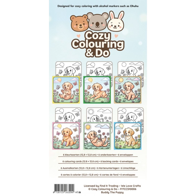 Findit Color - Cozy Colouring Cards Set - Buddy The Puppy - Outside Adventures