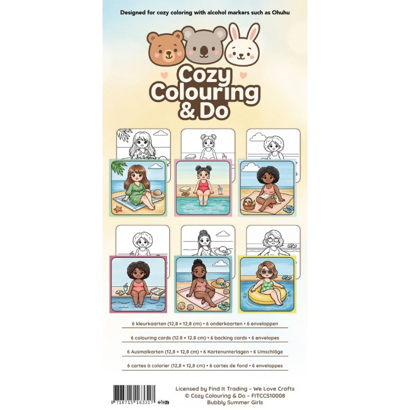 Findit Color - Cozy Colouring Cards Set - Cute Animals