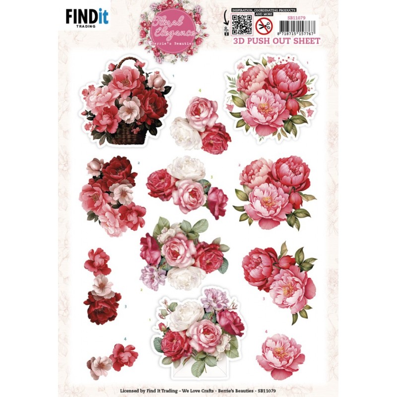 3D Pushout Sheet - Berries Beauties - Floral Elegance - Peony Delight