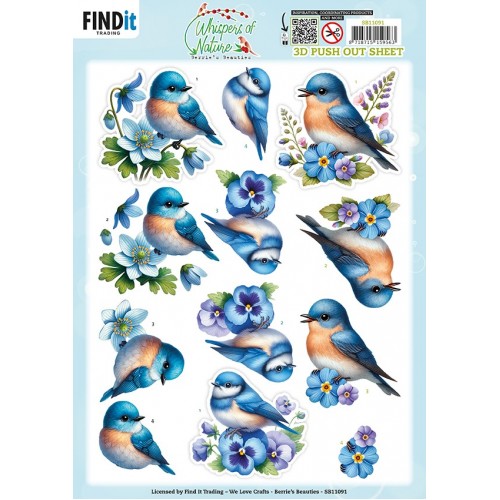 3D Pushout Sheet - Berries Beauties - Whispers of Nature - Blue
