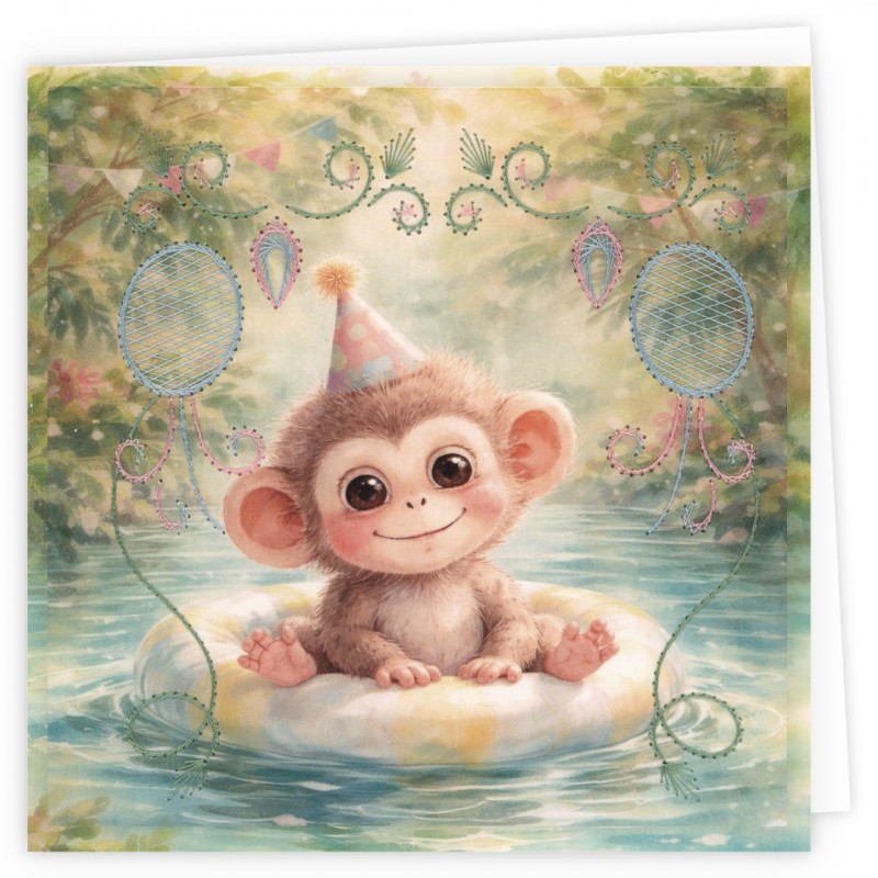 Stitch and Do Cards 35 - Birthday Monkey